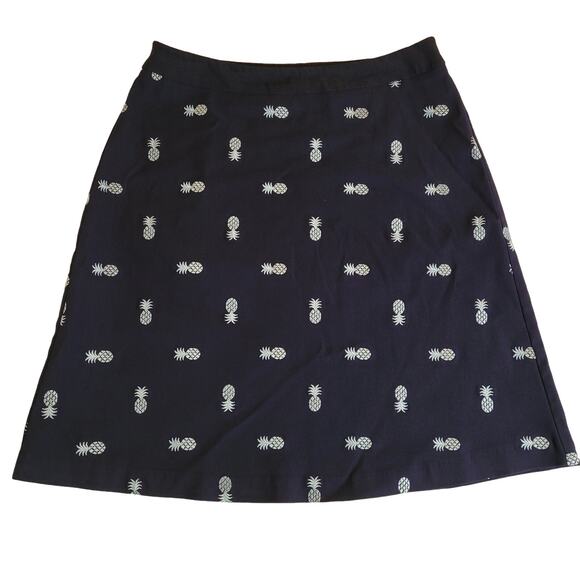 Margaret M Dresses & Skirts - Margaret M Women's Pull On Skirt Stretch Navy Pineapple Embroidered Size Small